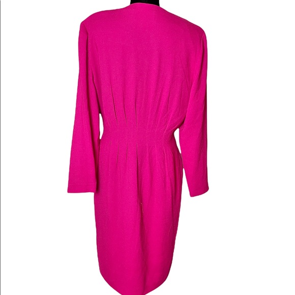 Vintage women’s magenta long sleeve button down retro 80’s career wear dress - Picture 4 of 10